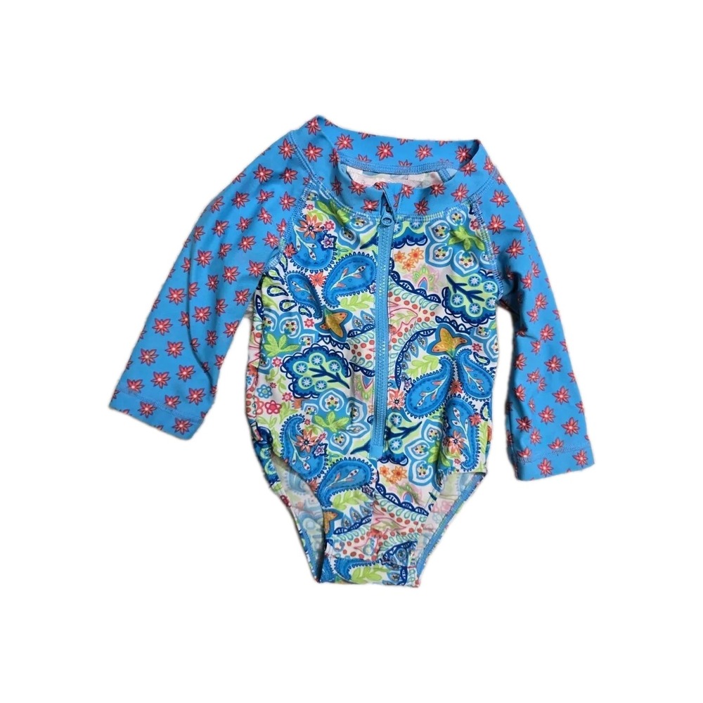Tommy Bahama Baby Girl Uv Protection 1-Piece Swimsuit Bathing Suit Sz 3-6 months